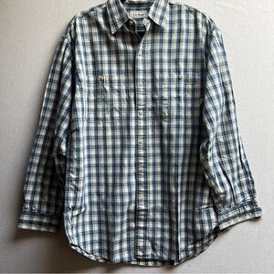 L. L. Bean Blue Plaid Men's Button up Shirt Sz M